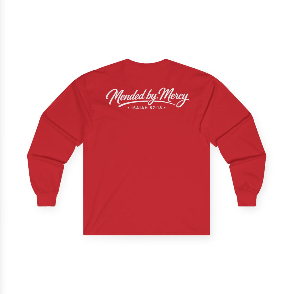 New Life Recovery Long Sleeve Tee — "Mended by Mercy" Christian Recovery Shirt